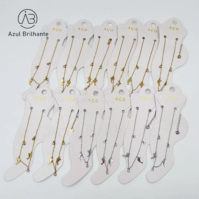 Pulseiras de Pé de Golfiinhos-Aço Inoxidável 2