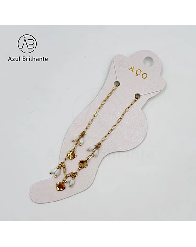 Pulseiras de Pé com Missangas-Aço Inoxidável