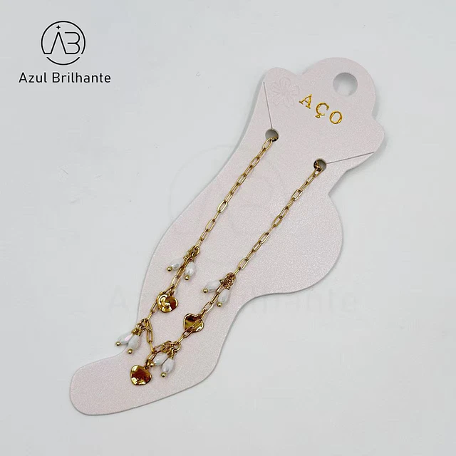 Pulseiras de Pé com Missangas-Aço Inoxidável 1