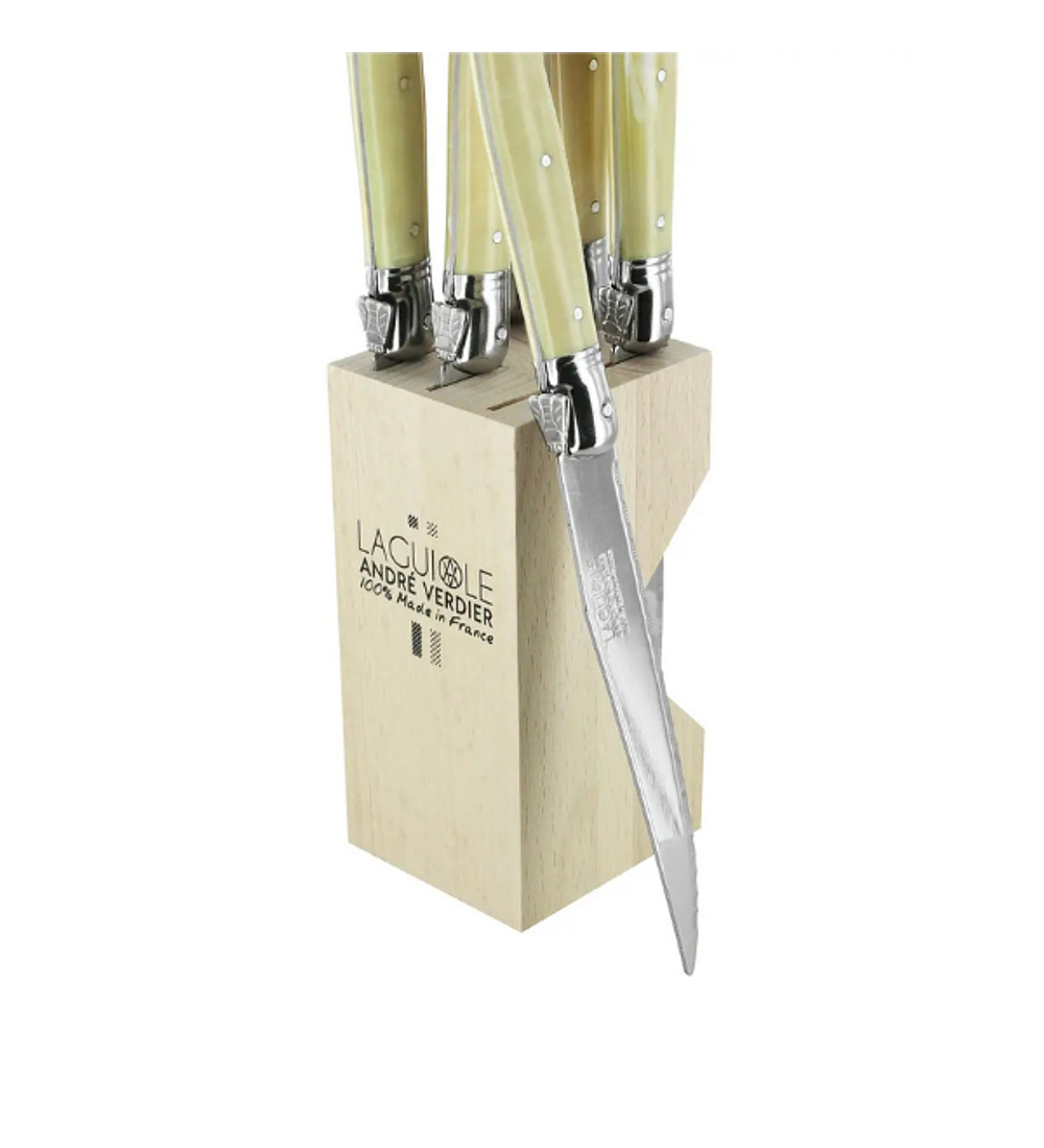 Set Cuchillos Steak 6 Piezas Color Hueso - Laguiole By Andre Verdier