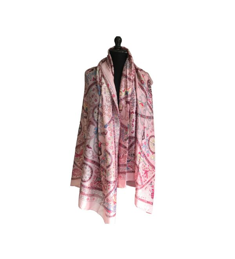 Pañuelo rectangular seda 90 x 200 Beauty Pink-M
