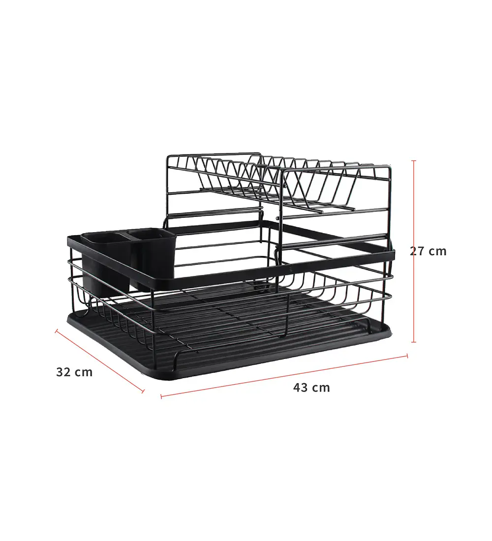 Secaplatos Escurridor 2 Niveles Acero Inoxidable Negro Simplit