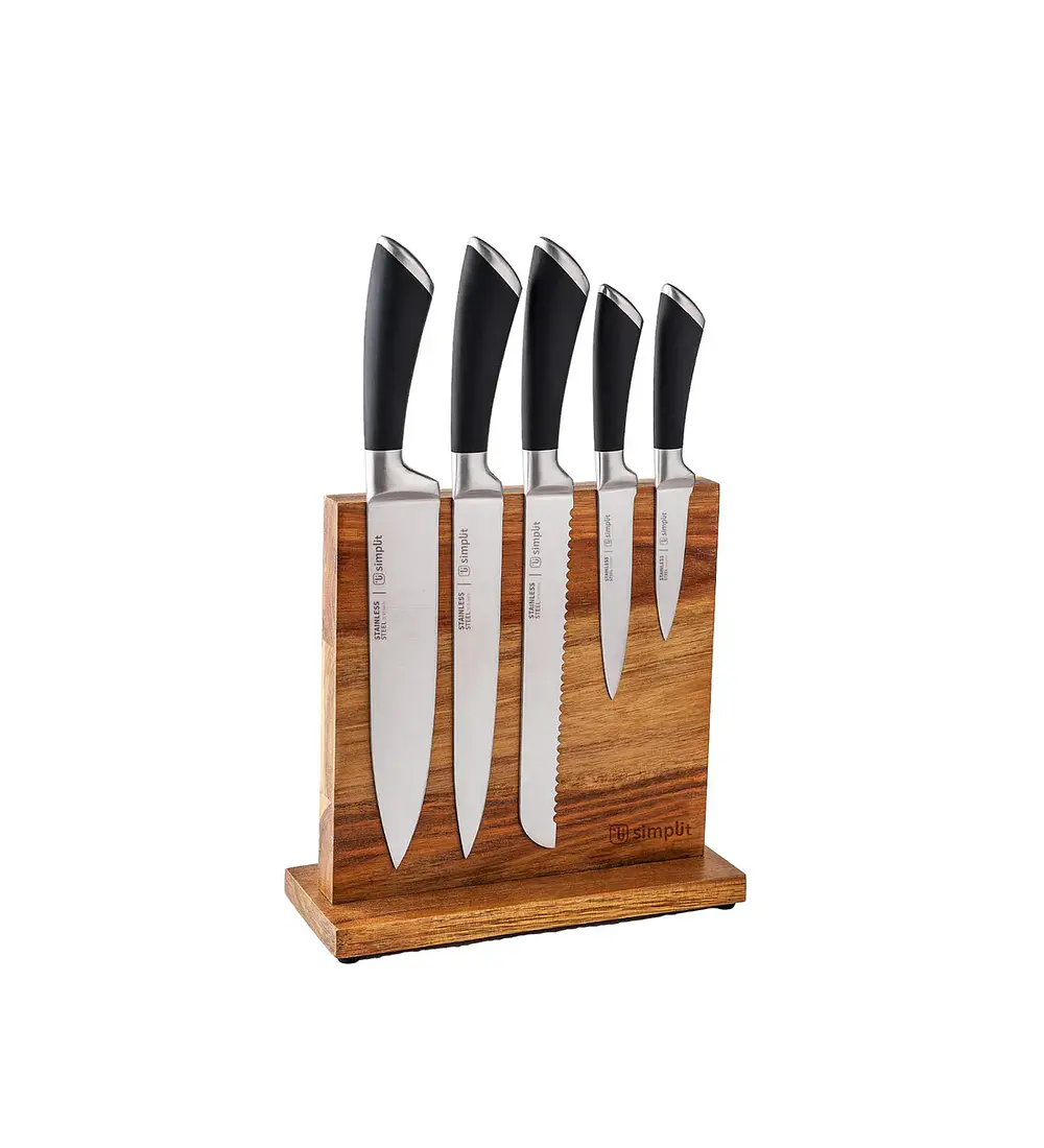 Set Cuchillos Küche 5 pcs Acero Inoxidable + Base Simplit