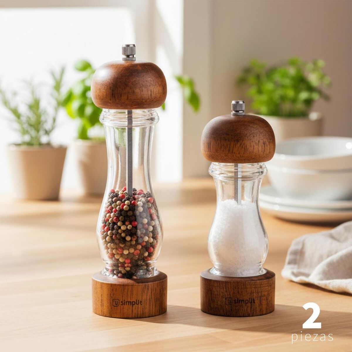 Set 2 Molinillos Sal Pimienta Simplit Verona Madera