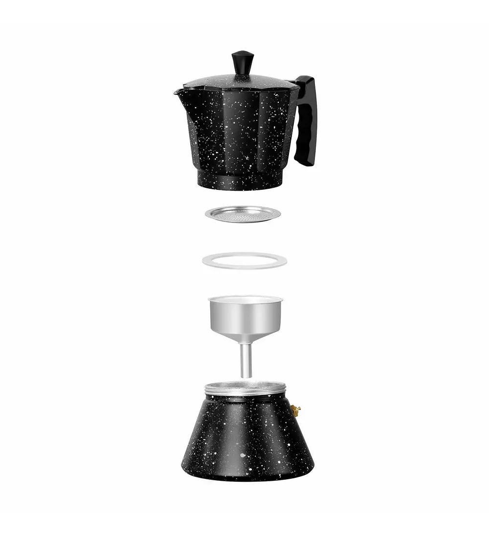 Cafetera Italiana Negra Granito 4 Tazas Simplit