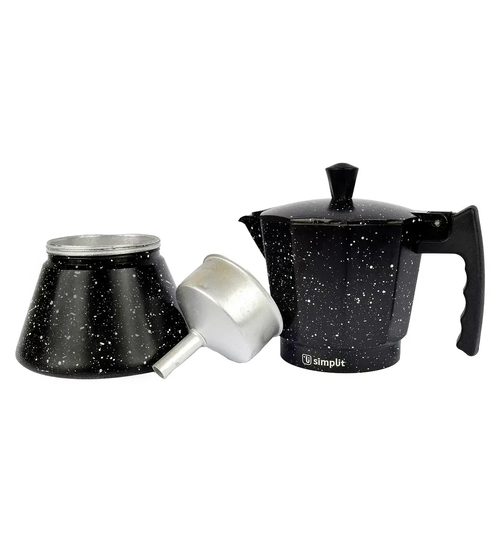 Cafetera Italiana Negra Granito 4 Tazas Simplit