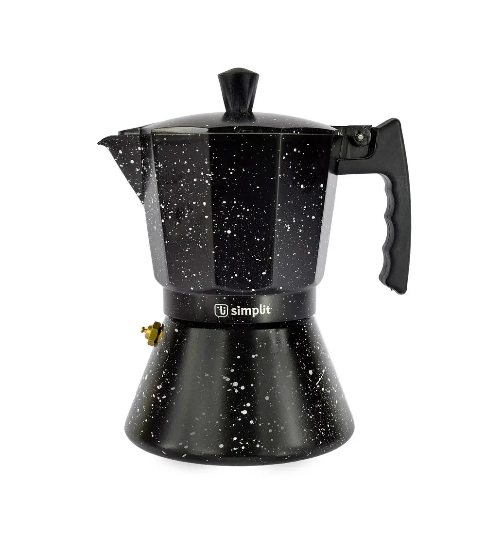 Cafetera Italiana Negra Granito 4 Tazas Simplit