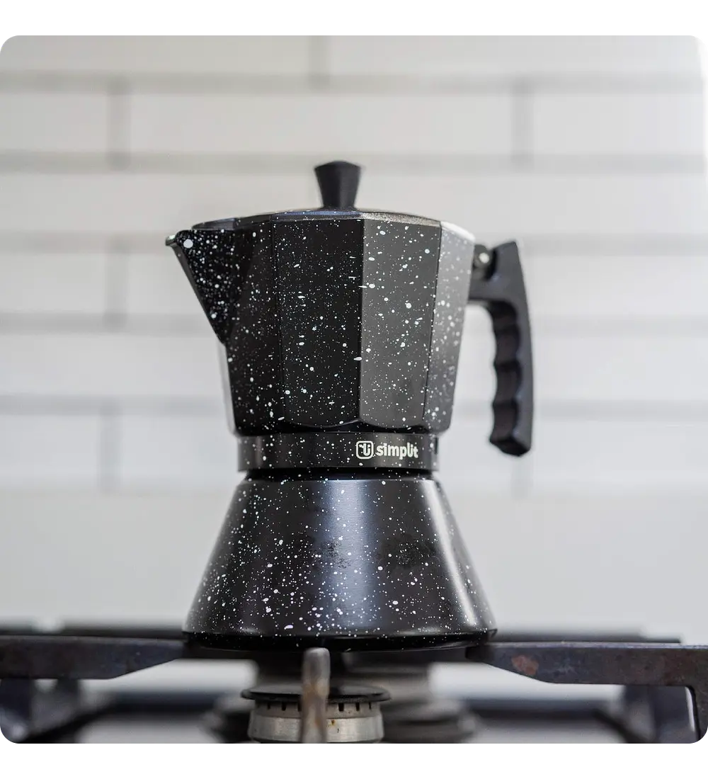 Cafetera Italiana Negra Granito 4 Tazas Simplit