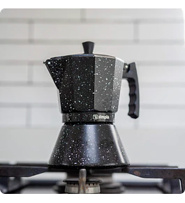 Cafetera Italiana Negra Granito 4 Tazas Simplit
