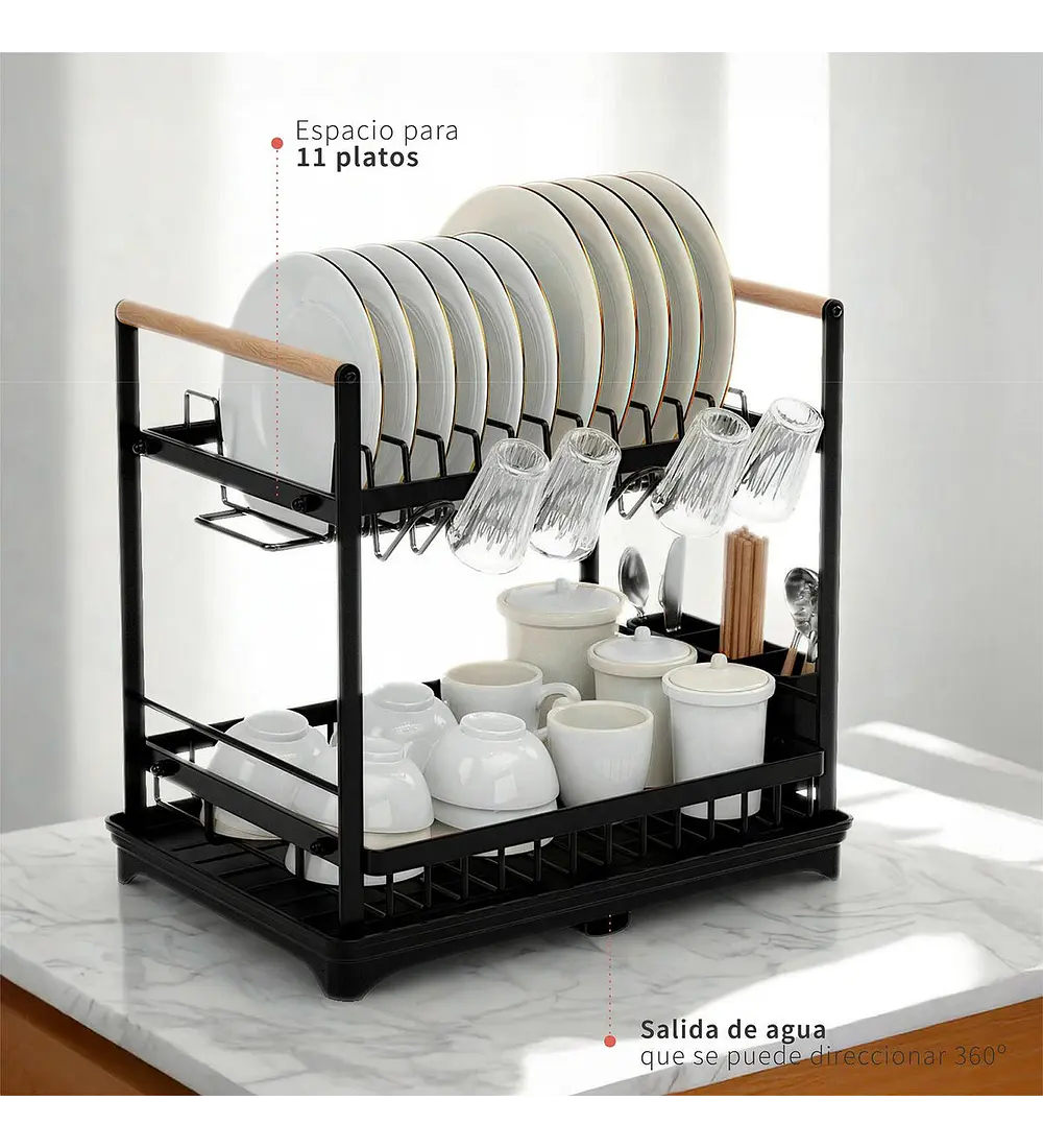 Secaplatos Escurridor Acero Inox Valencia 2 Niveles