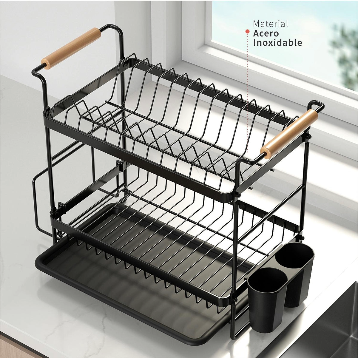 Secaplatos Escurridor Simplit 2 Niveles Acero Inox