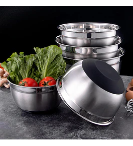 Set 3 Bowls con Tapa Acero Inoxidable Antideslizante Simplit