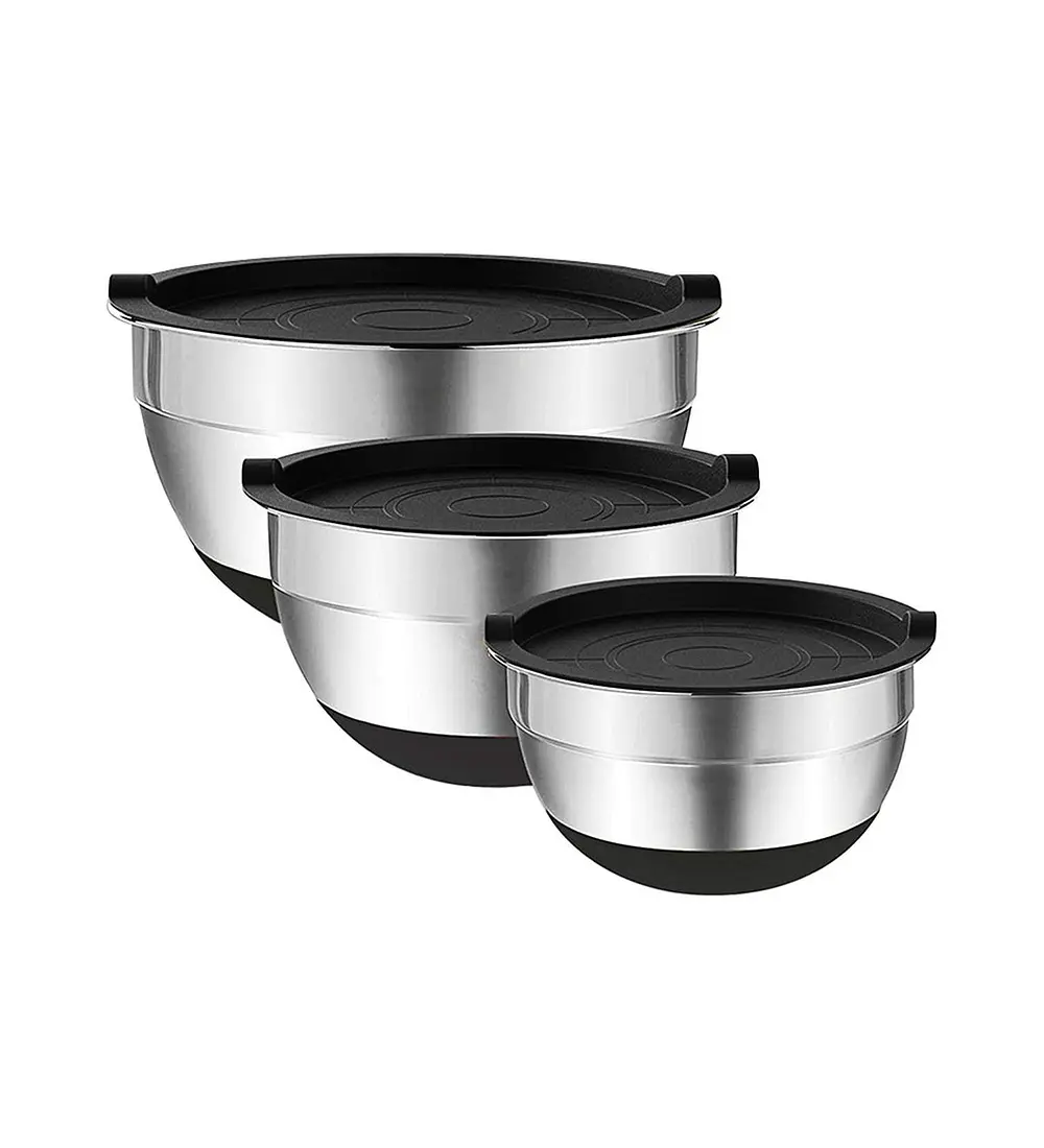 Set 3 Bowls con Tapa Acero Inoxidable Antideslizante Simplit