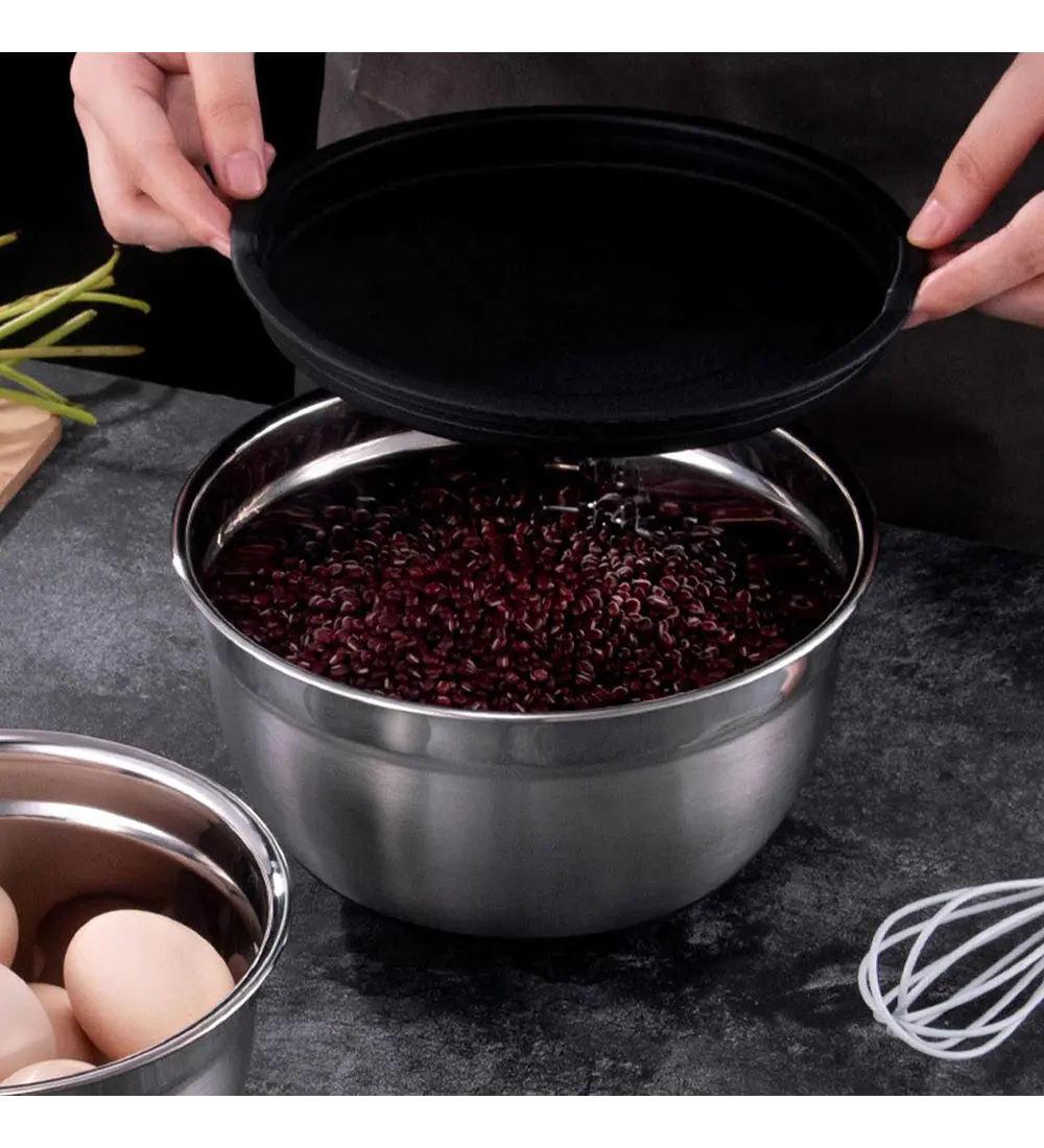 Set 3 Bowls con Tapa Acero Inoxidable Antideslizante Simplit