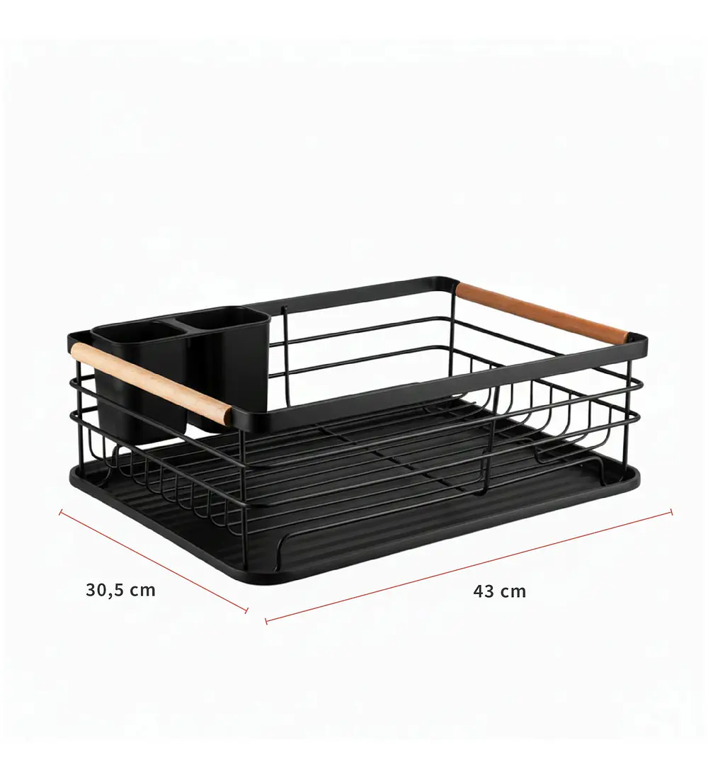 Secaplatos Escurridor 1 Nivel Acero Inox Negro Simplit