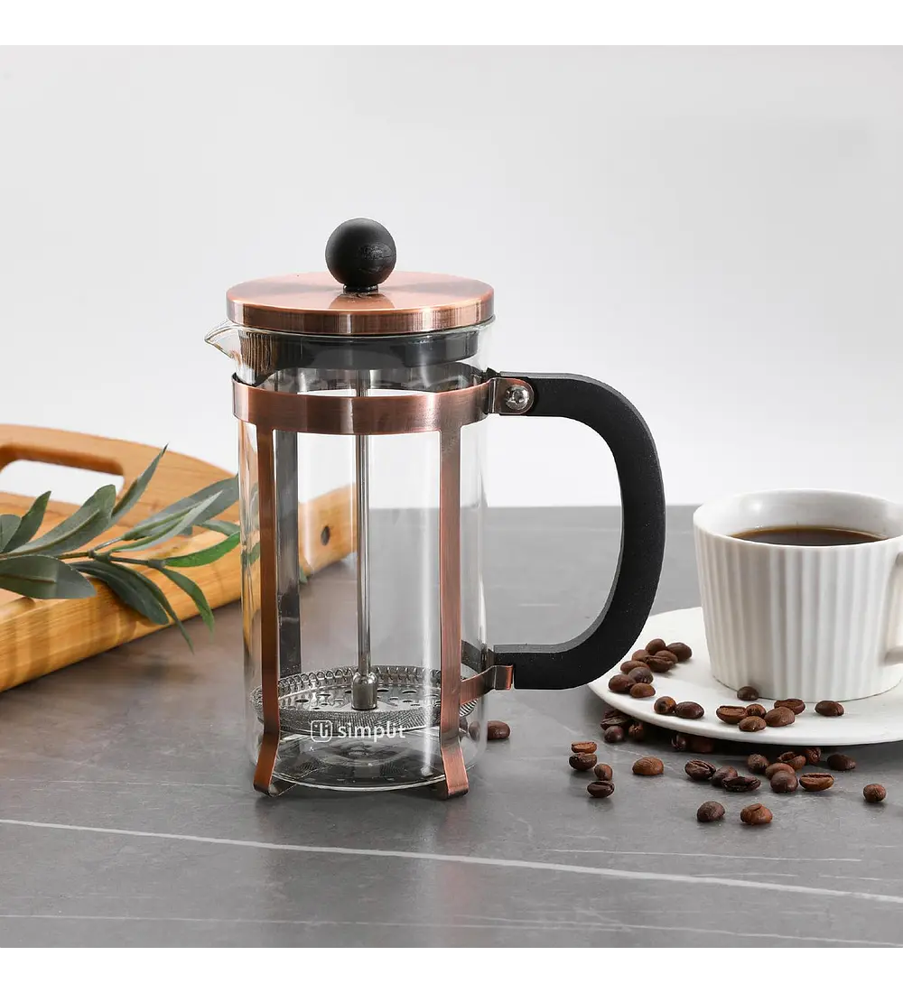 Cafetera Prensa Francesa Vidrio Cobre 600 ml Simplit