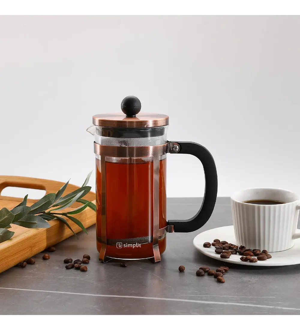 Cafetera Prensa Francesa Vidrio Cobre 600 ml Simplit