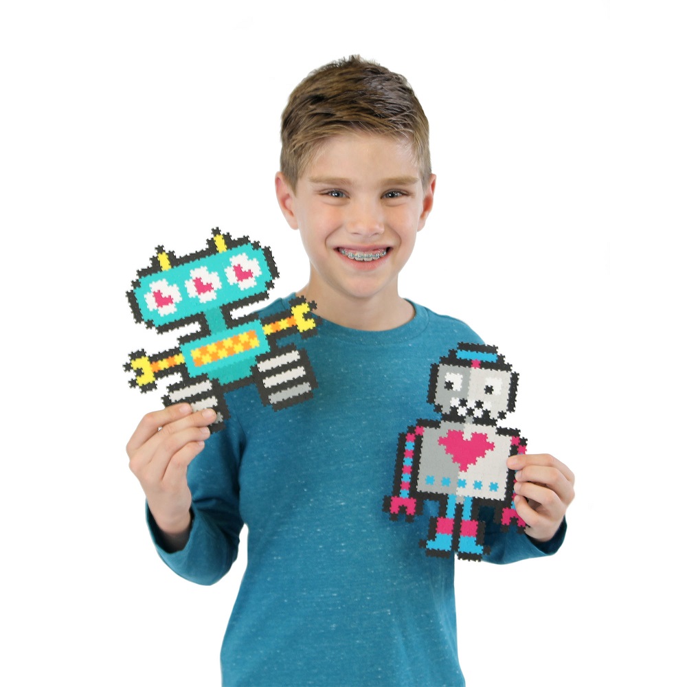 JIXELZ PUZZLE DE PIXELES 700 PC SET, ROBOTS