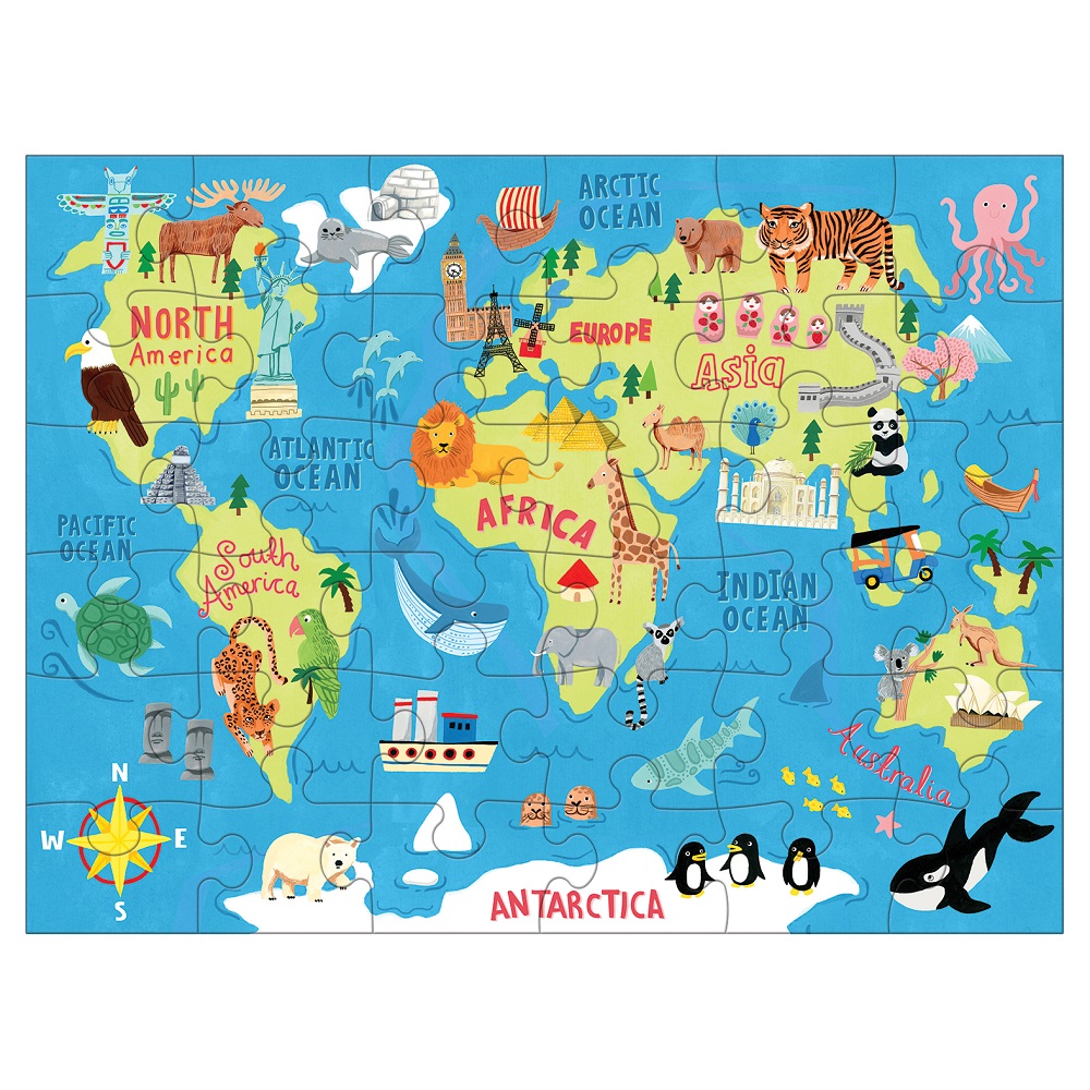 Mapa oceanos del mundo Montessori