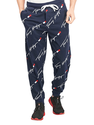 Jogger Tommy Hilfiger Azul Logo All Over – Importado Original