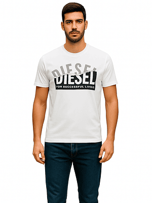 Polera Diesel Hombre Blanca Logo For Successful Living – Original Importada