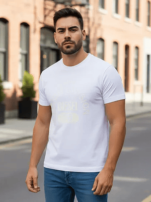 Polera Diesel Hombre Blanca T-Diegor Logo Denim Division – Original Importada