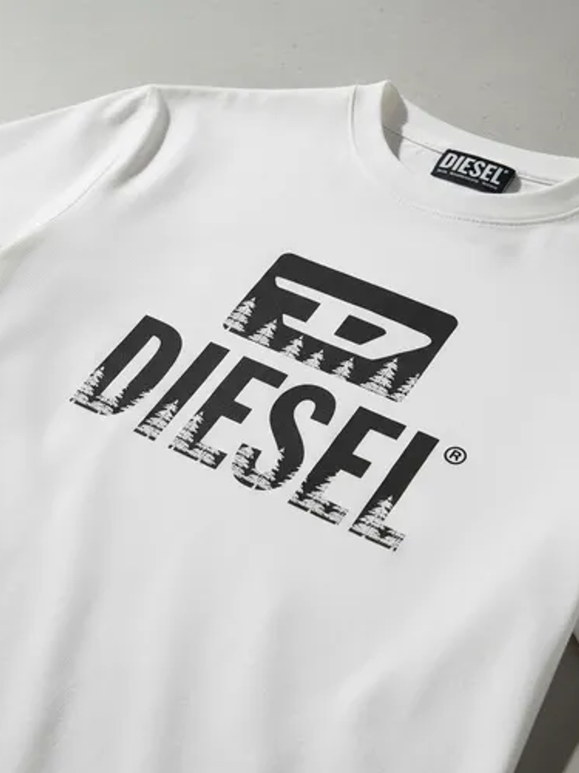 Polera Diesel Hombre Blanca Logo Negro – Original Importada 3