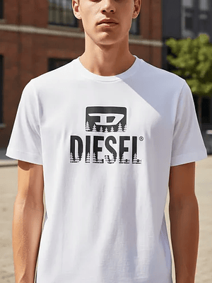 Polera Diesel Logo Contrast - Blanco