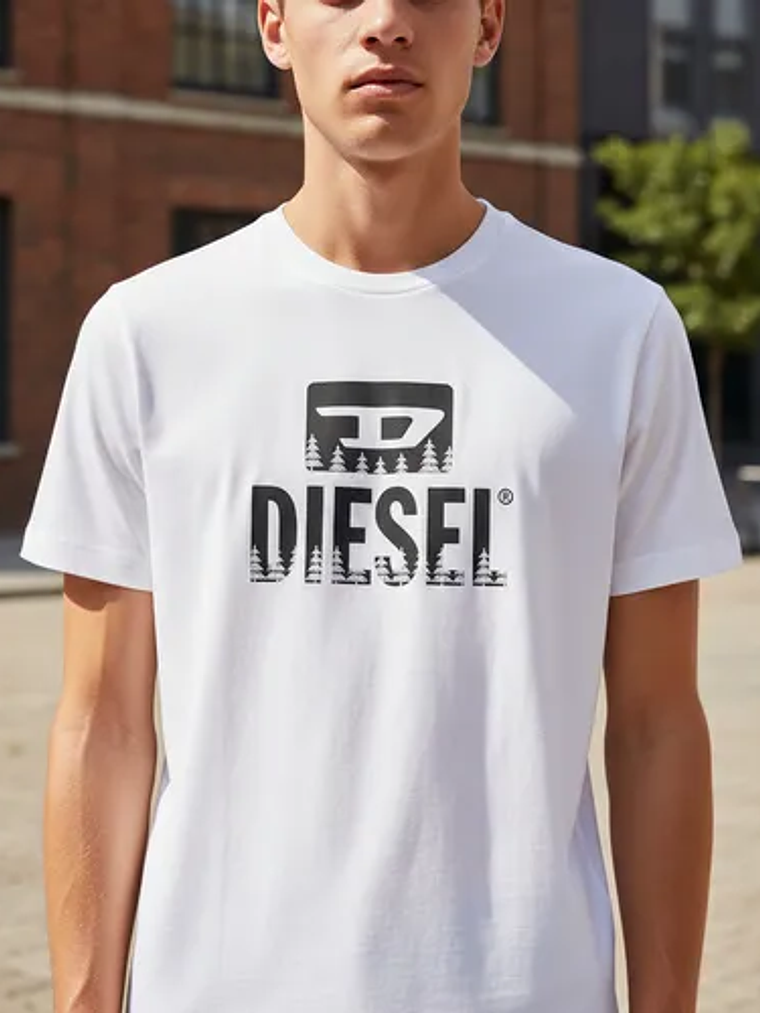 Polera Diesel Hombre Blanca Logo Negro – Original Importada 2