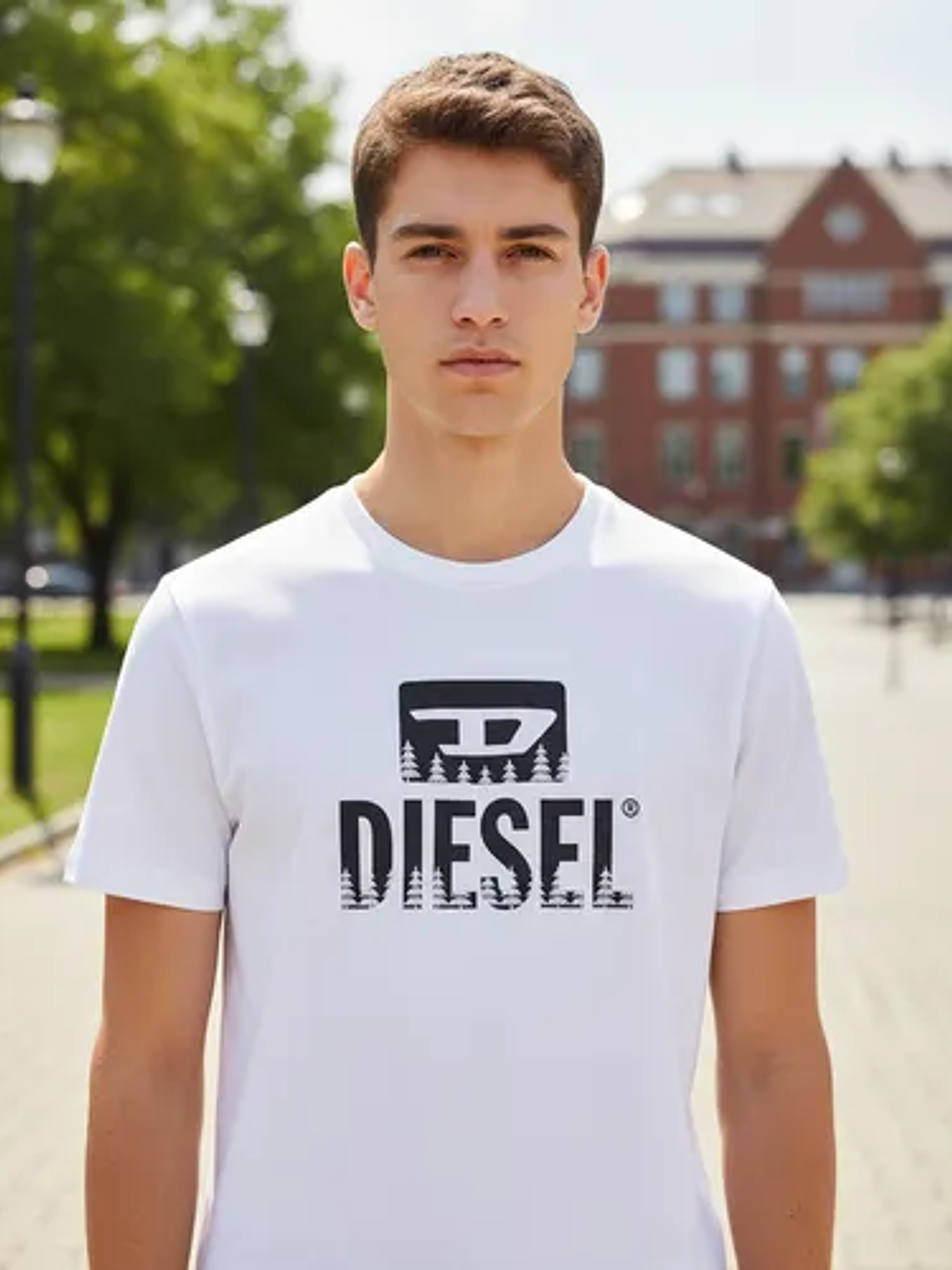 Polera Diesel Hombre Blanca Logo Negro – Original Importada 1