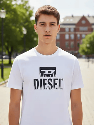 Polera Diesel Logo Contrast - Blanco