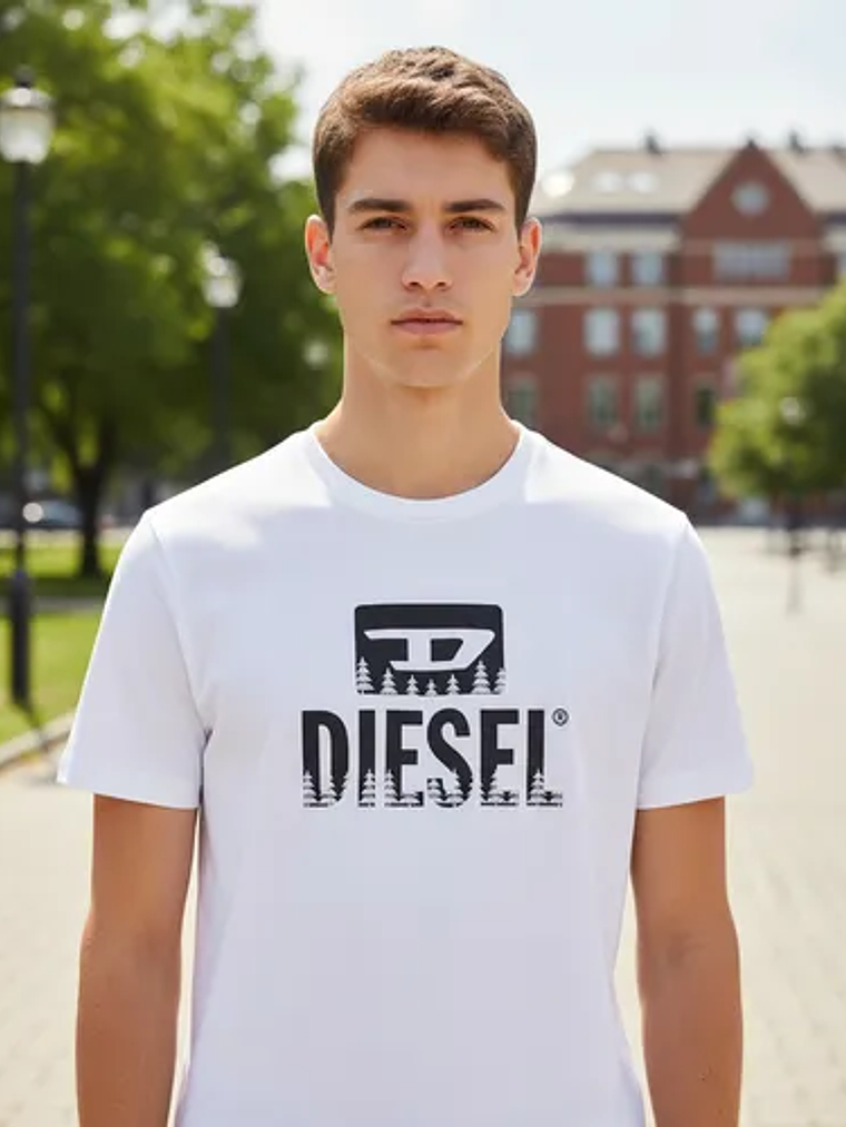 Polera Diesel Hombre Blanca Logo Negro – Original Importada 1