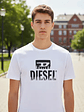 Polera Diesel Hombre Blanca Logo Negro – Original Importada - Miniatura 1