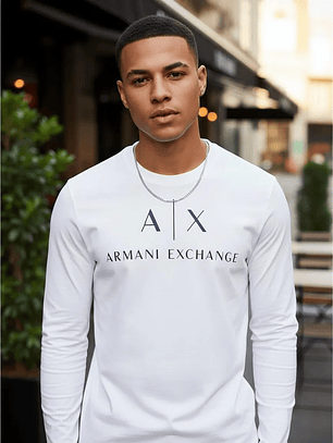 Polera manga larga blanca  Armani