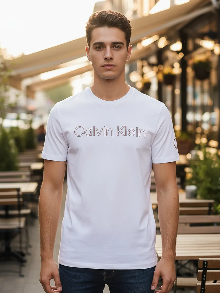 Polera Calvin Klein Blanca Logo Minimal – Importada Original 2