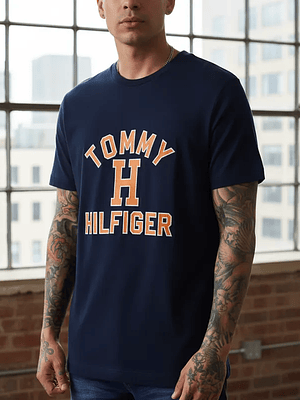 Polera Tommy Hilfiger Big Logo - Azul