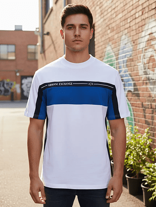 Polera Armani blanca-azul  M