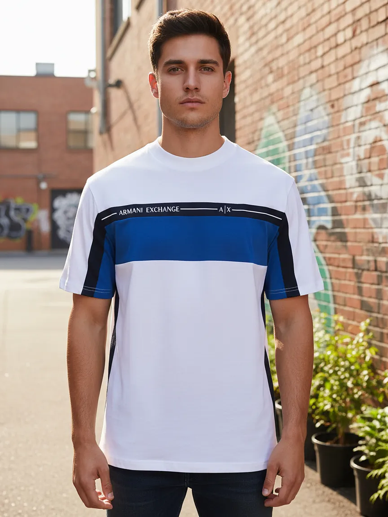 Polera Armani blanca-azul  M 2