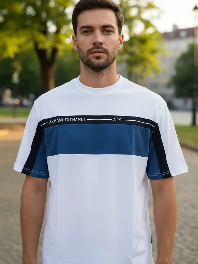 Polera Armani blanca-azul  M 3