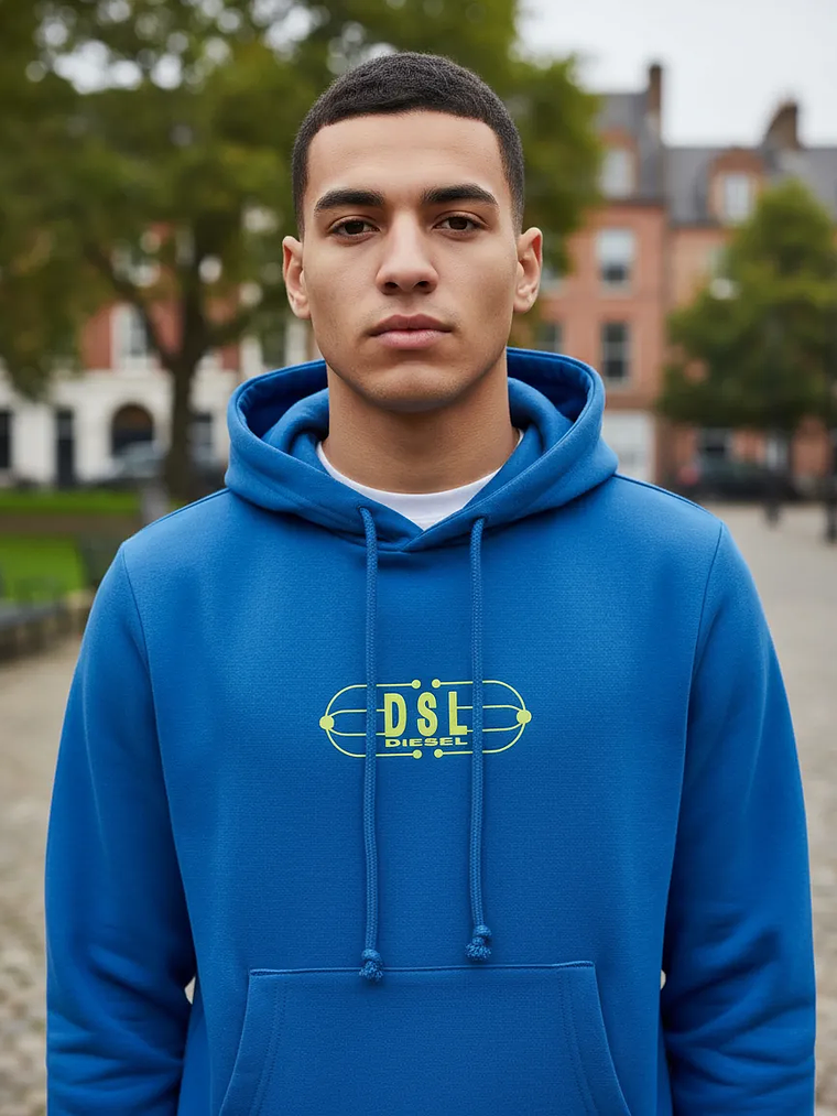 Polerón Diesel Hoodie con Logo y Backprint 1