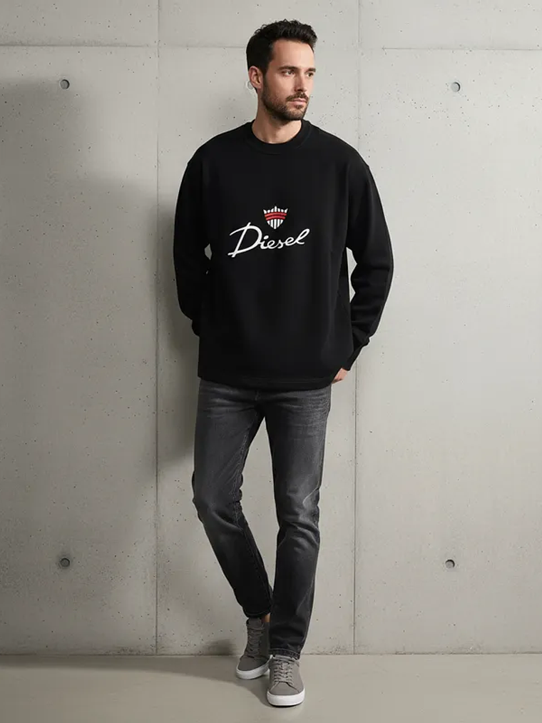 Polerón Diesel Hombre Negro Logo Bordado – Original Importado 2