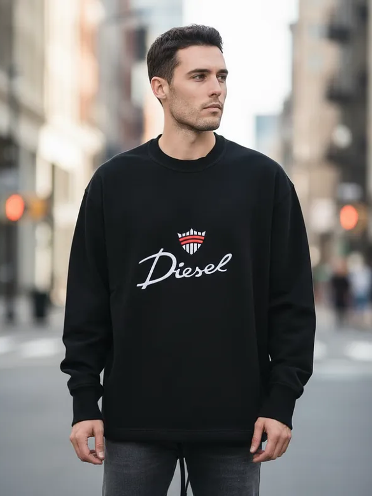 Polerón Diesel Hombre Negro Logo Bordado – Original Importado 3