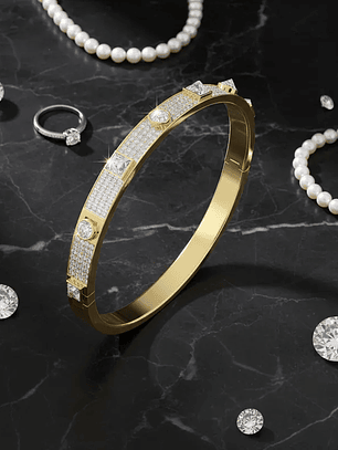 Pulsera Swarovski Thrilling Cristal Para Mujer 20 Cm Amarillo