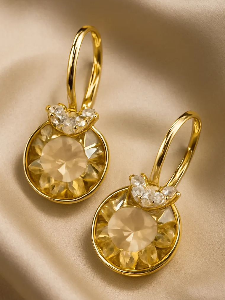 SWAROVSKI Pendientes Bella bañado en oro con piedra dorado 4