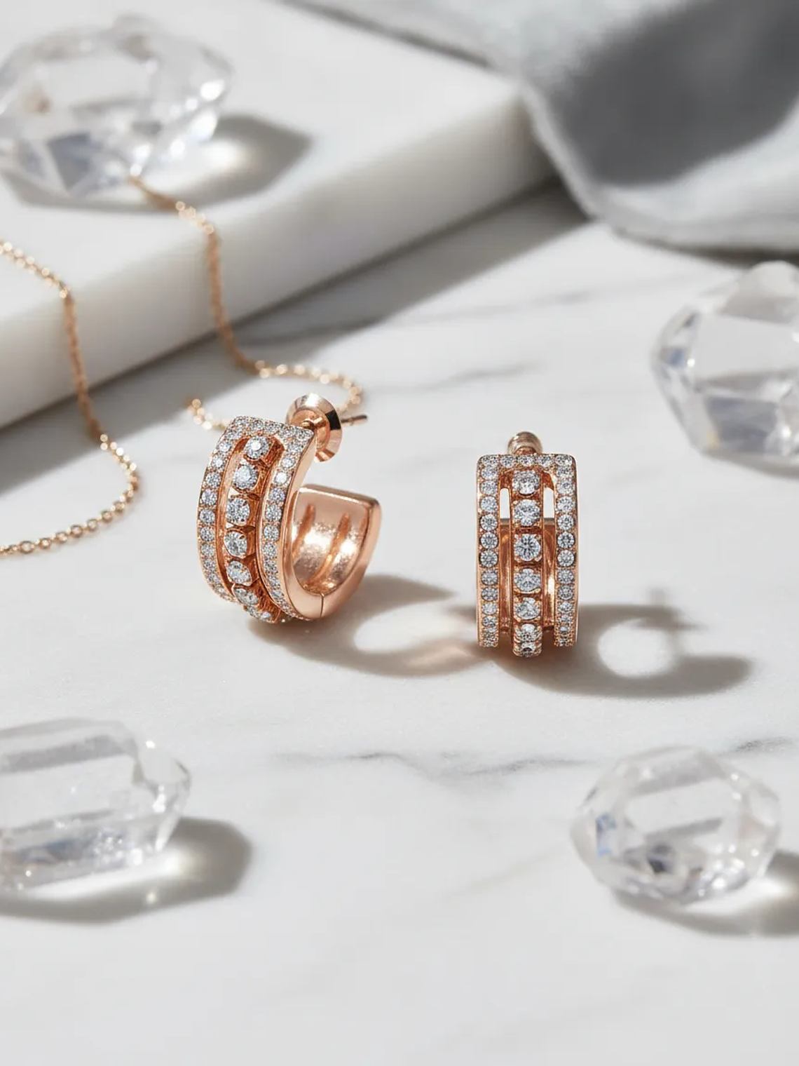 Aretes De Aro Swarovski Hyperbola | Cristales Blancos Y Baño 1