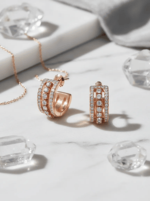 Aretes De Aro Swarovski Hyperbola | Cristales Blancos Y Baño