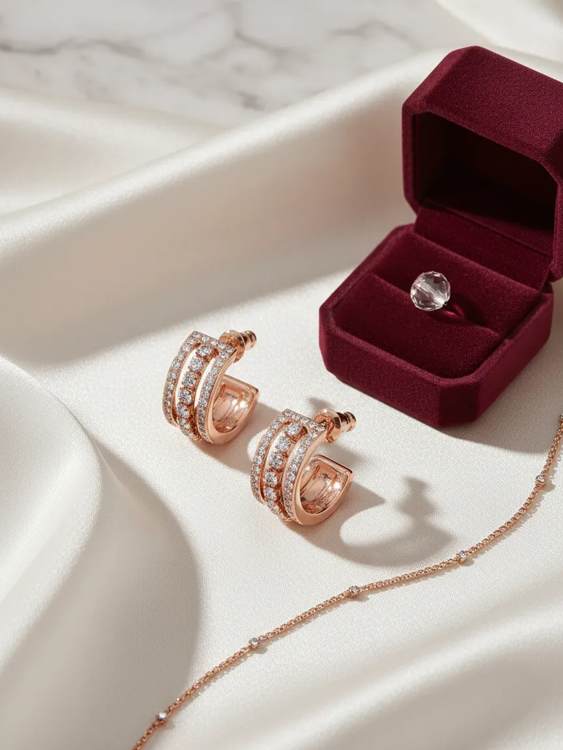 Aretes De Aro Swarovski Hyperbola | Cristales Blancos Y Baño 5