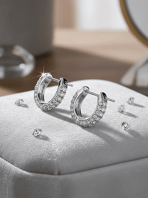 Pendientes Swarovski Stone Baño Rodio