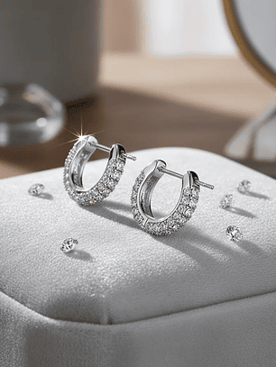 Pendientes Swarovski Stone Baño Rodio