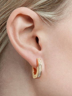 Aros De Aro Dextera, Octogonal, Blanco, Baño Tono Oro